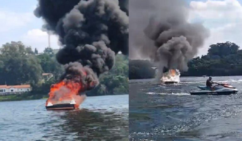 Lancha explode com família em represa de SP