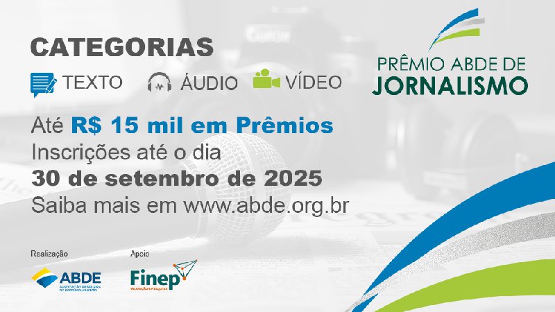 Prêmio ABDE de Jornalismo até dia 30